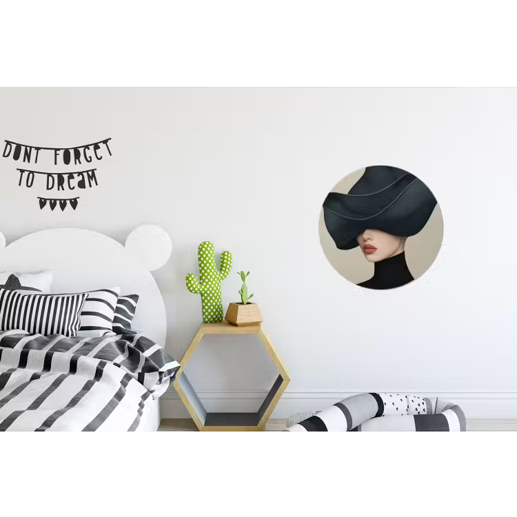 Vrouw - Groen - Hoed Wandcirkel aluminium klein -kinderkamer