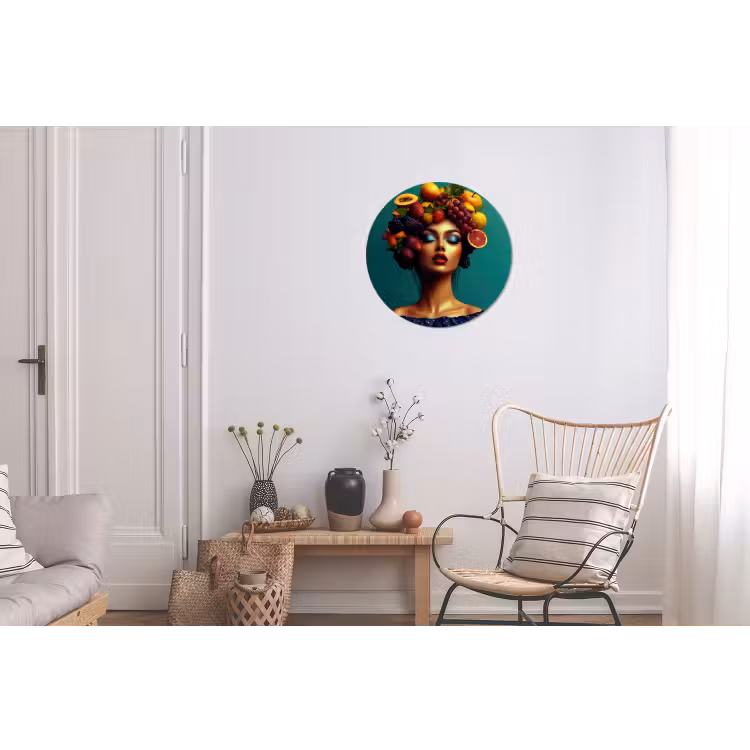 Vrouw - Hoodtooi - Tropisch - Fruit - Druiven Wandcirkel aluminium klein -woonkamer