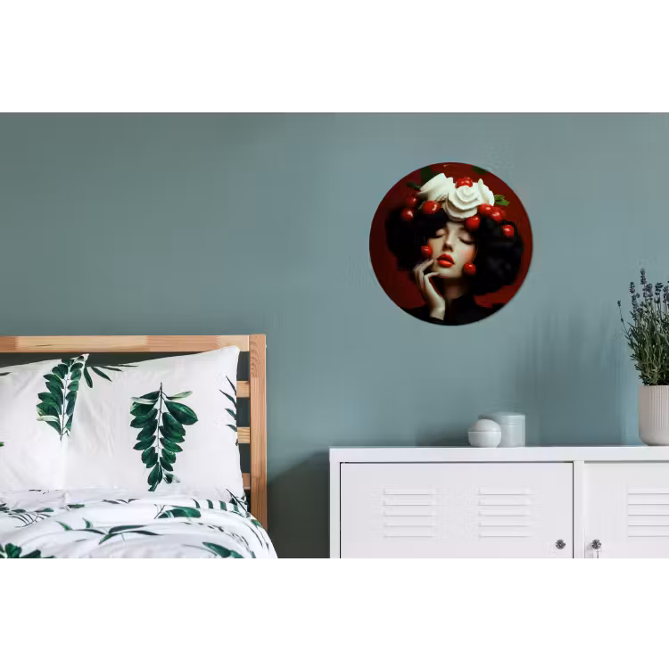 Vrouw - Kersen - Slagroom Wandcirkel aluminium klein -slaapkamer