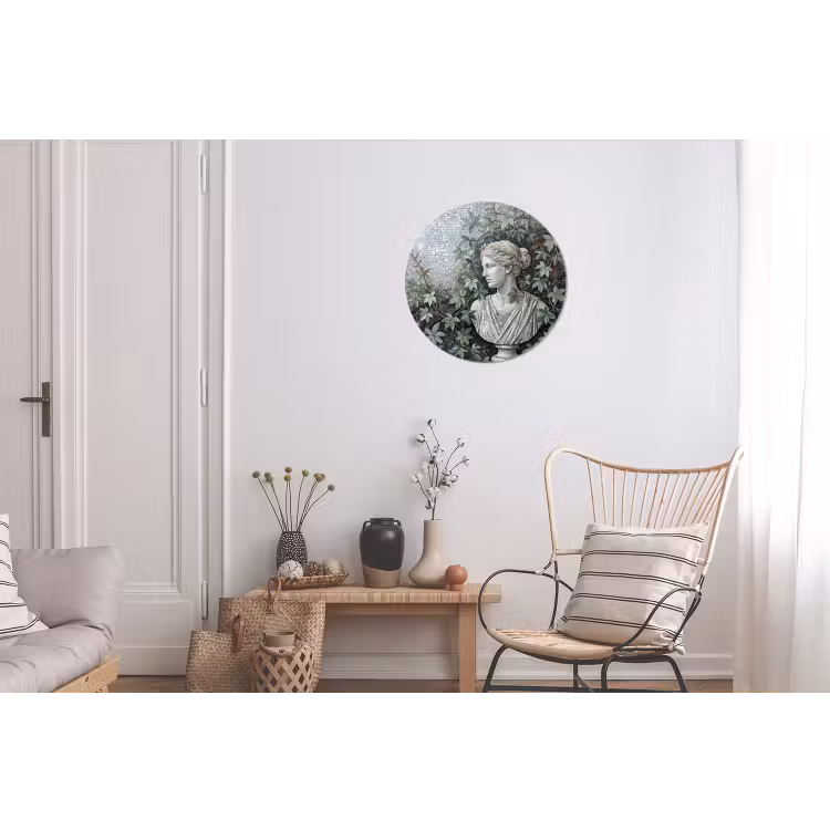 Vrouw - Klassiek - Mozaiëk - Natuur - Groen Wandcirkel aluminium klein -woonkamer