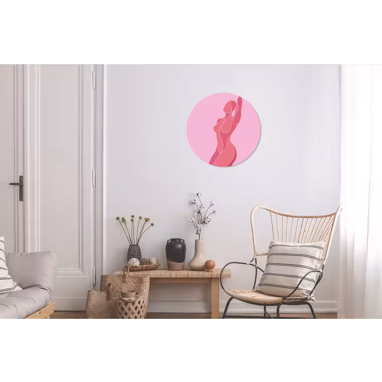 Vrouw - Lichaam - Abstract - Roze Wandcirkel aluminium klein -woonkamer