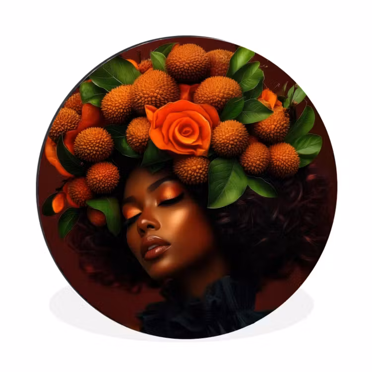 Vrouw - lychee - exotisch Wandcirkel aluminium klein -3d