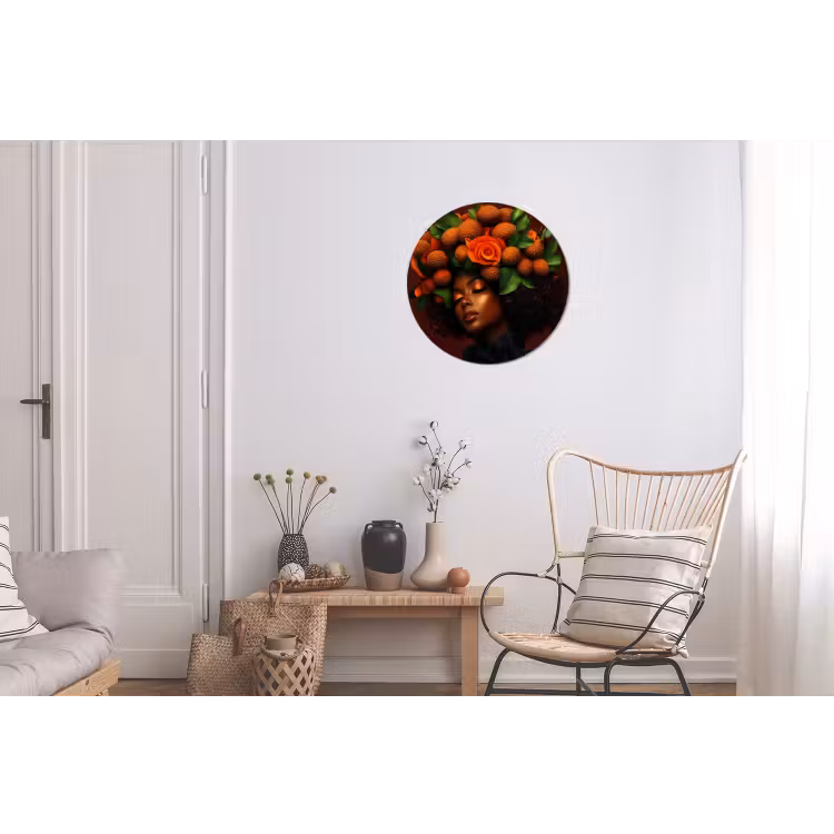 Vrouw - lychee - exotisch Wandcirkel aluminium klein -woonkamer