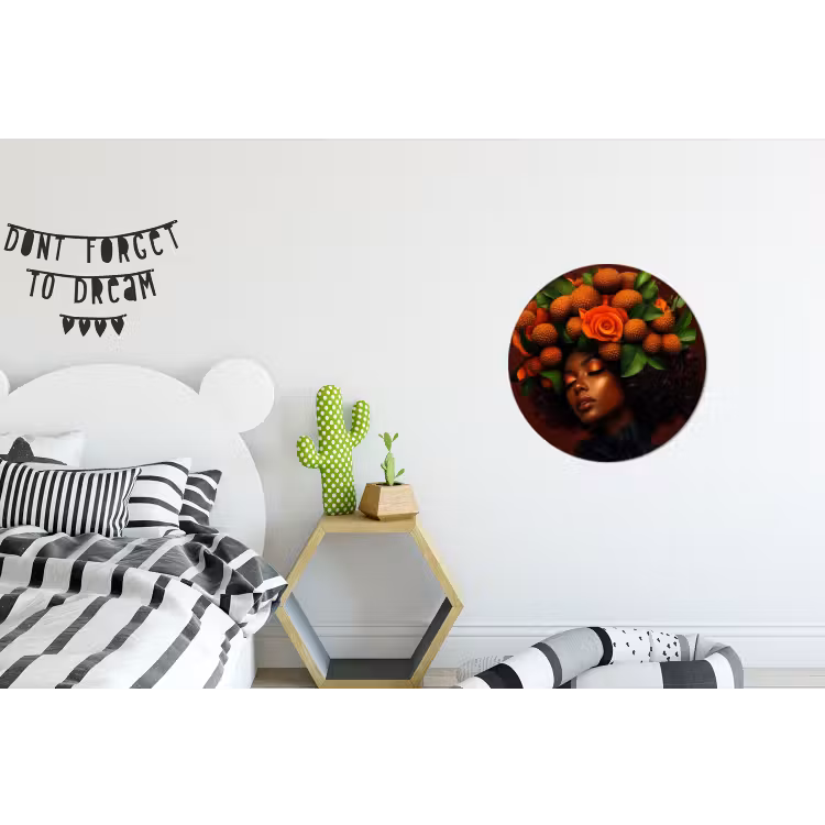 Vrouw - lychee - exotisch Wandcirkel aluminium klein -kinderkamer
