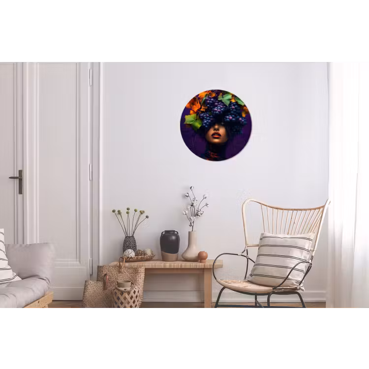 Vrouw - Paars - Druiven Wandcirkel aluminium klein -woonkamer