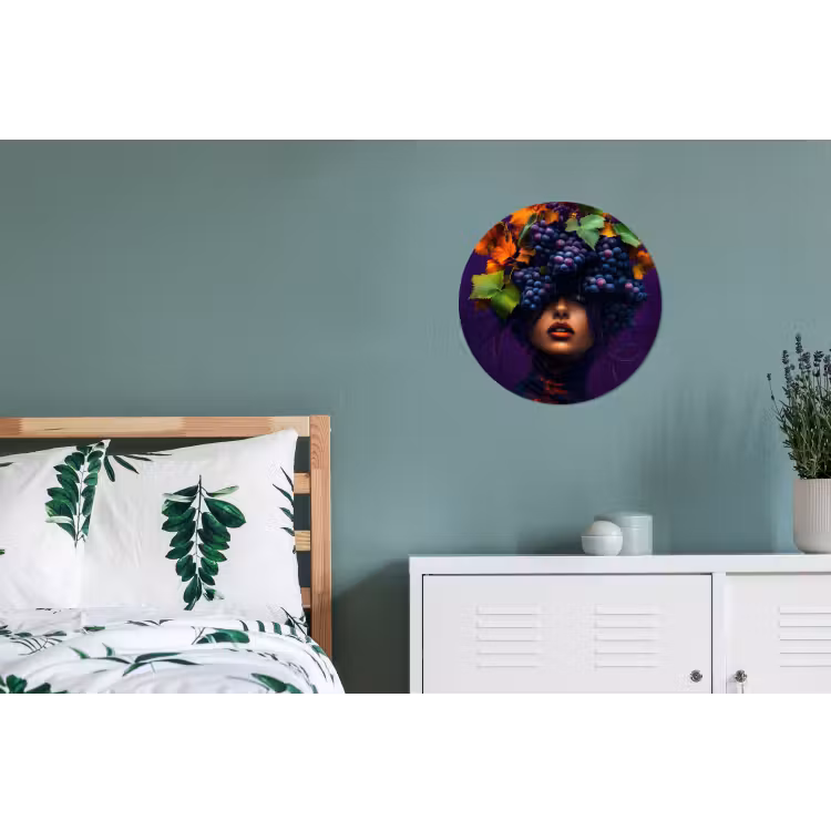 Vrouw - Paars - Druiven Wandcirkel aluminium klein -slaapkamer
