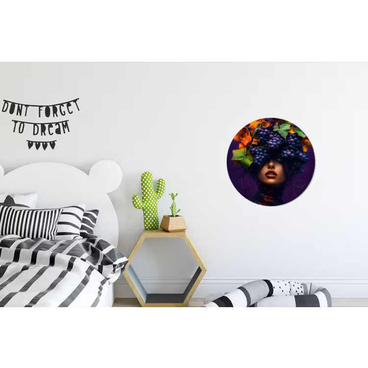 Vrouw - Paars - Druiven Wandcirkel aluminium klein -kinderkamer