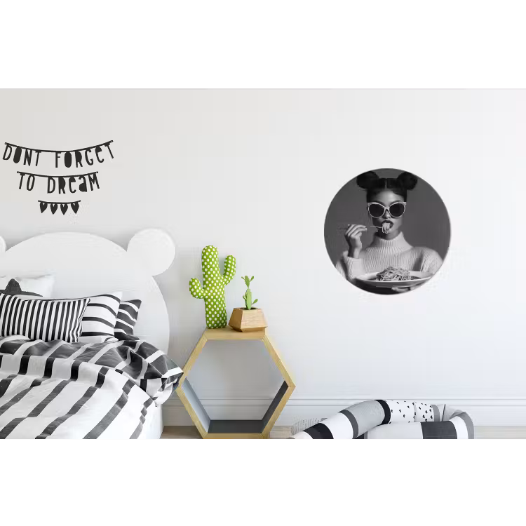 Vrouw - Pasta - Zonnebril Wandcirkel aluminium klein -kinderkamer