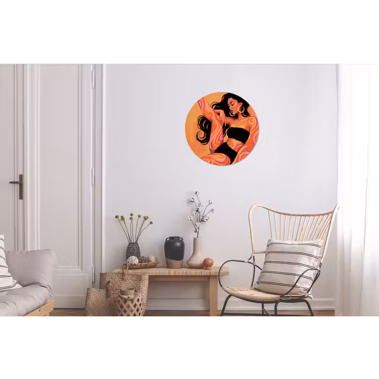 Vrouw - Portret - Abstract - Modern - Kleurrijk Wandcirkel aluminium klein -woonkamer