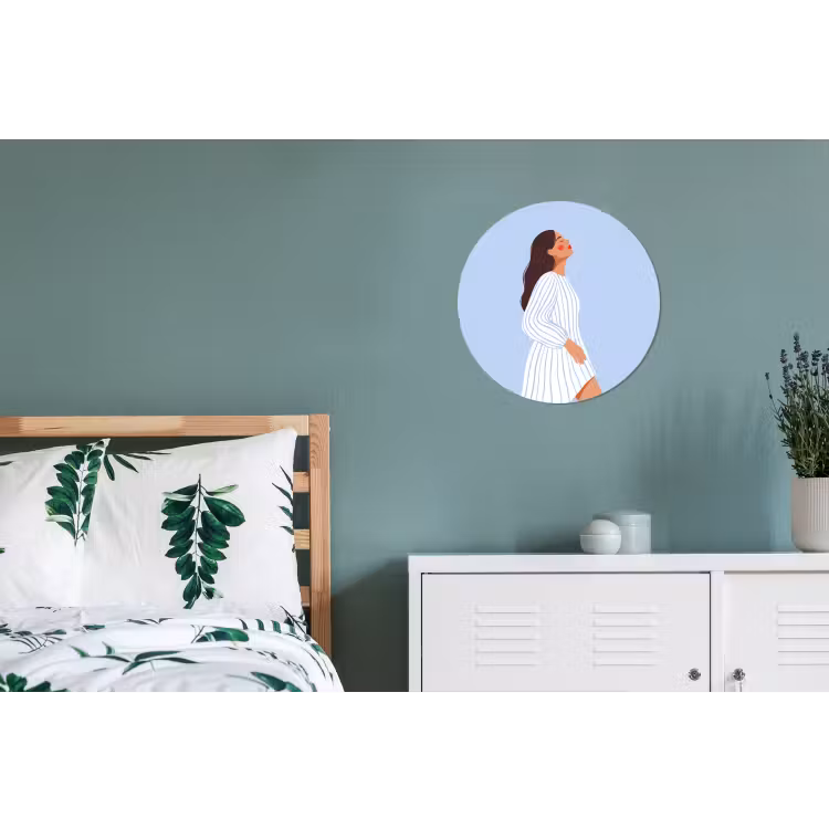Vrouw - Profiel - Rust - Modern - Illustratie Wandcirkel aluminium klein -slaapkamer