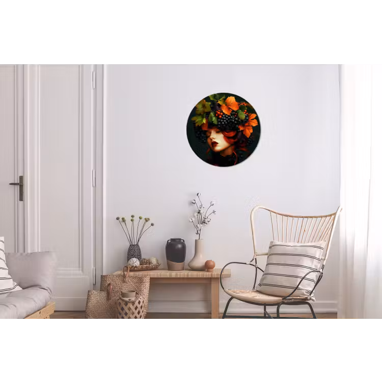 Vrouw - Rood - Groen - Druiven Wandcirkel aluminium klein -woonkamer