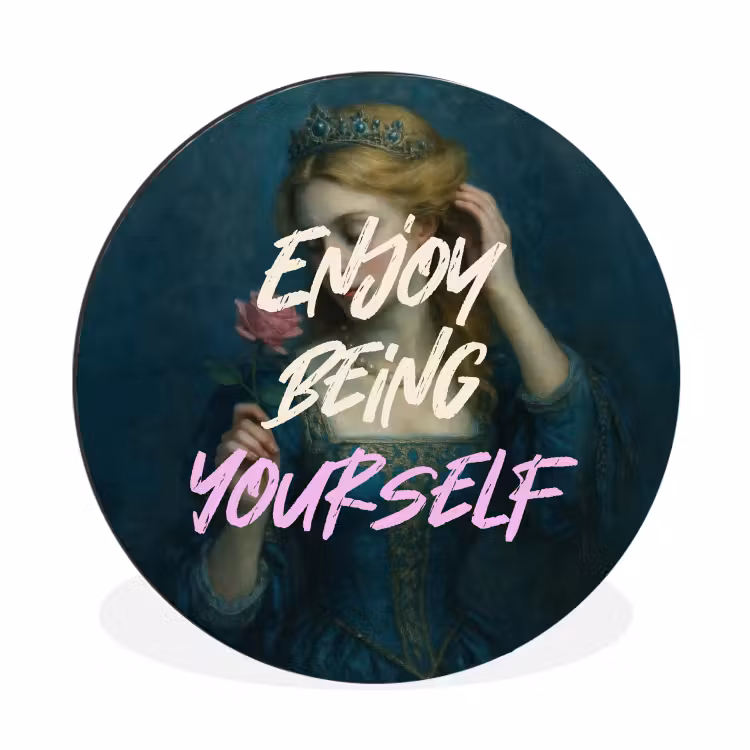 Vrouw - Roos - Quote Wandcirkel aluminium klein -3d