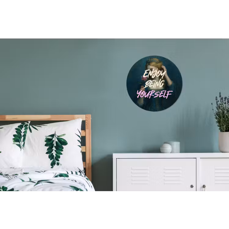 Vrouw - Roos - Quote Wandcirkel aluminium klein -slaapkamer