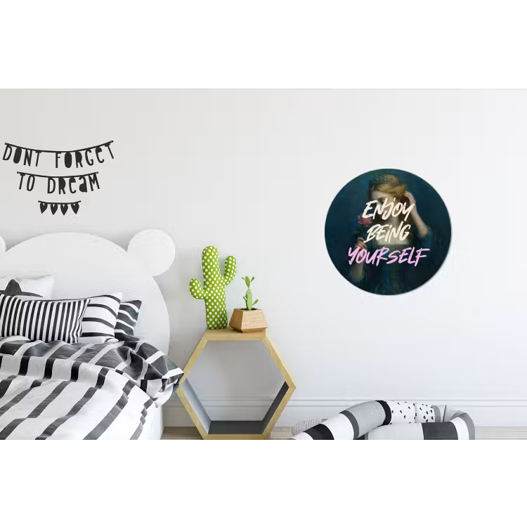 Vrouw - Roos - Quote Wandcirkel aluminium klein -kinderkamer