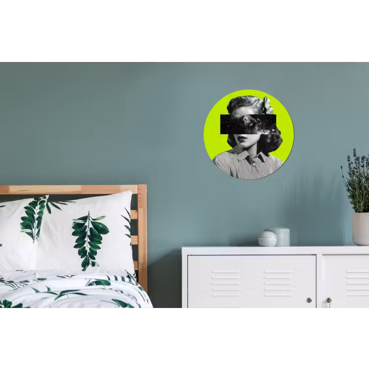 Vrouw - Sterrenhemel - Groen Wandcirkel aluminium klein -slaapkamer