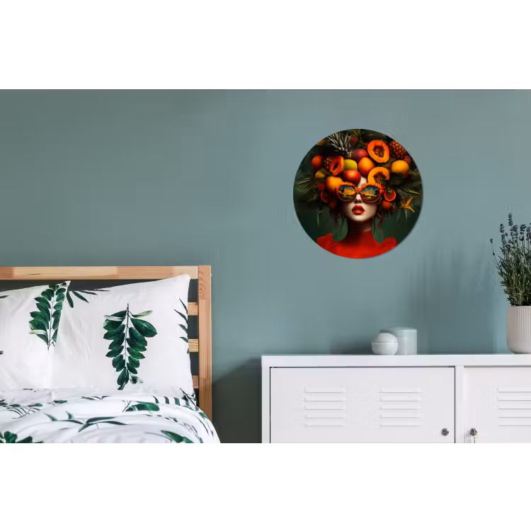 Vrouw - Vruchten - Papaja - Ananas Wandcirkel aluminium klein -slaapkamer