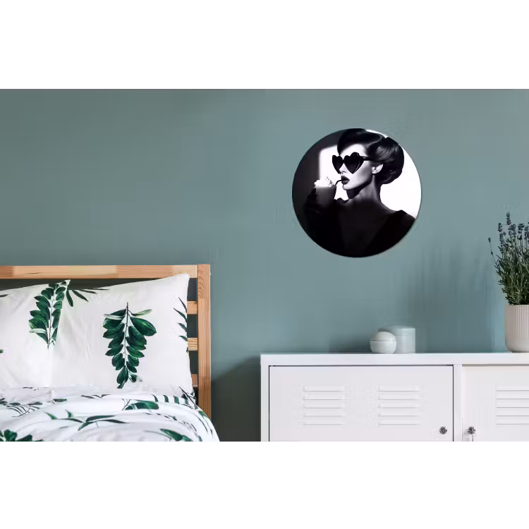 Vrouw - Zwart - Hart Wandcirkel aluminium klein -slaapkamer