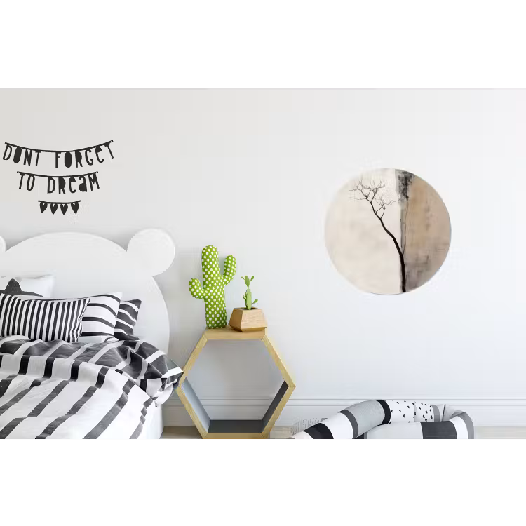 Wabi sabi - Plant - Beige Wandcirkel aluminium klein -kinderkamer