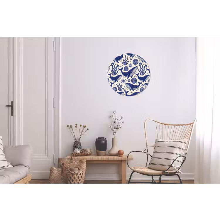 Walvis - Onderwater - Dieren - Abstract - Blauw Wandcirkel aluminium klein -woonkamer