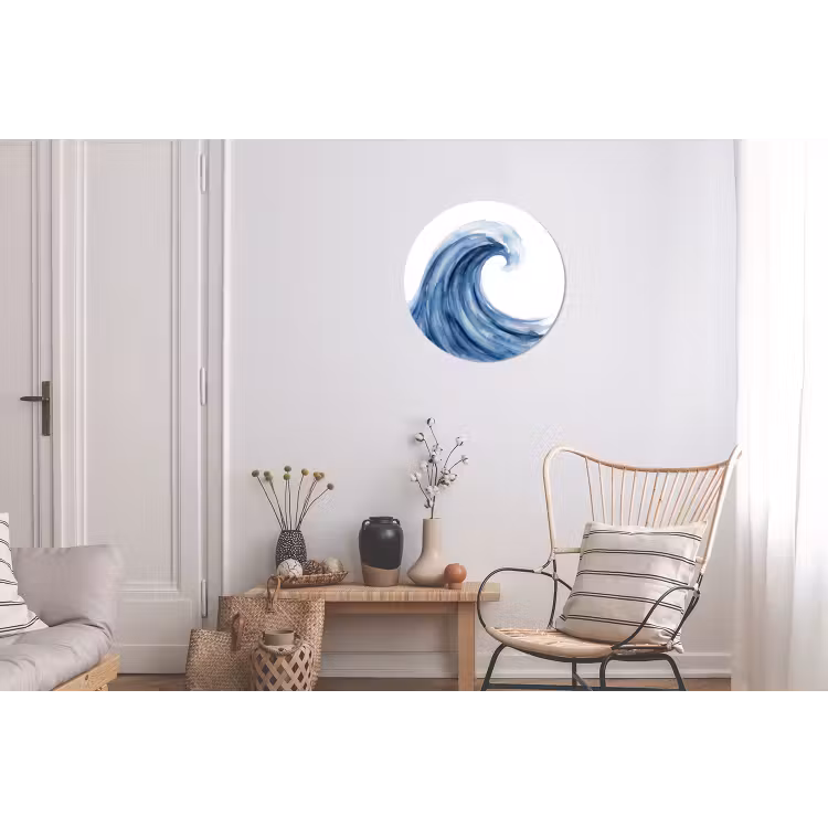 Water - Beweging - Natuur - Modern - Blauw Wandcirkel aluminium klein -woonkamer