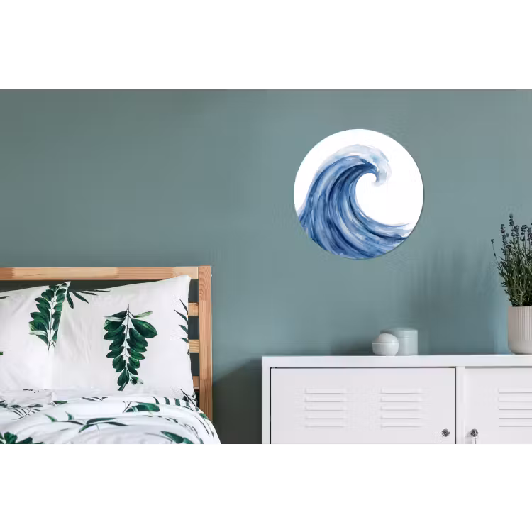 Water - Beweging - Natuur - Modern - Blauw Wandcirkel aluminium klein -slaapkamer