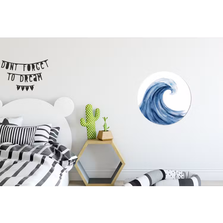Water - Beweging - Natuur - Modern - Blauw Wandcirkel aluminium klein -kinderkamer