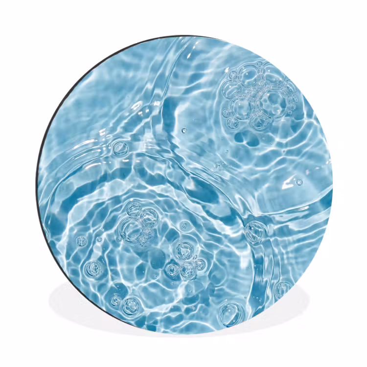 Water - Blauw - bubbels Wandcirkel aluminium klein -3d