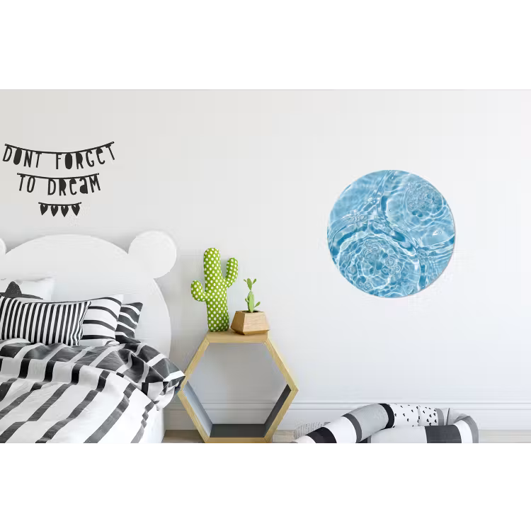 Water - Blauw - bubbels Wandcirkel aluminium klein -kinderkamer