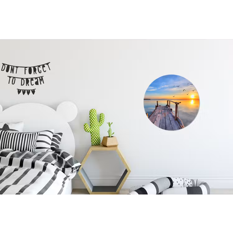 Meer - Stijger - Vogels - Zonsondergang Wandcirkel aluminium klein -kinderkamer
