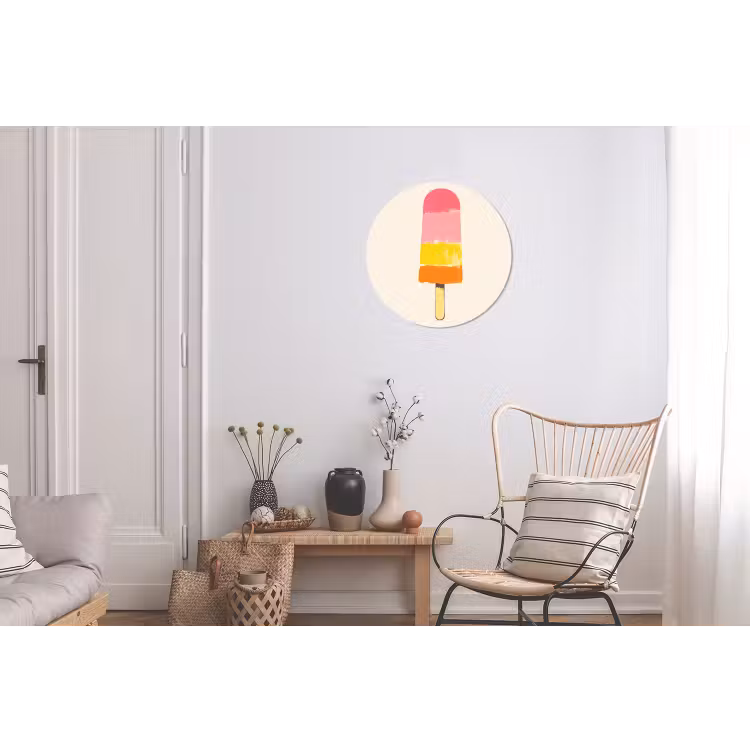 Waterijsje - Retro - Stokje - Roze Wandcirkel aluminium klein -woonkamer