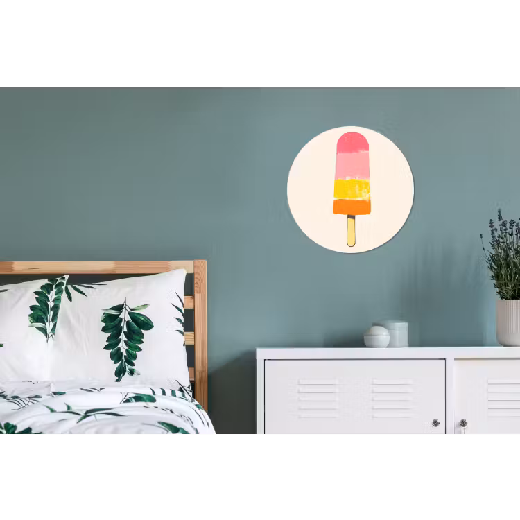 Waterijsje - Retro - Stokje - Roze Wandcirkel aluminium klein -slaapkamer