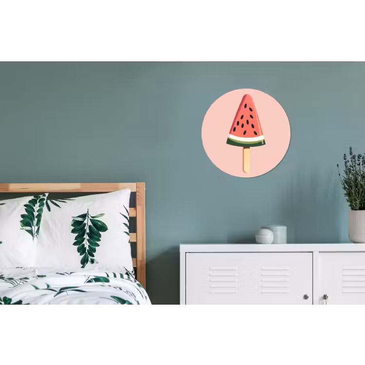 Watermeloen - Ijsje - Pitjes - Rood Wandcirkel aluminium klein -slaapkamer