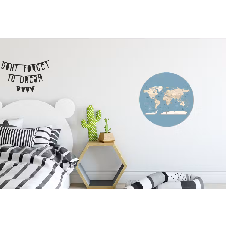 Wereldkaart - Oceaan - Realistisch - Blauw Wandcirkel aluminium klein -kinderkamer