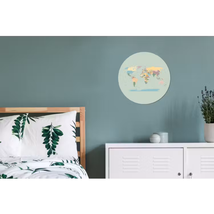 Wereldkaart - Realistisch - Kaart Wandcirkel aluminium klein -slaapkamer