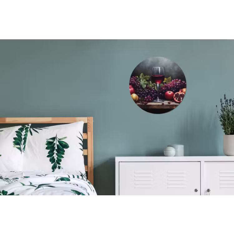 Wijn - Fruit - Stilleven Wandcirkel aluminium klein -slaapkamer