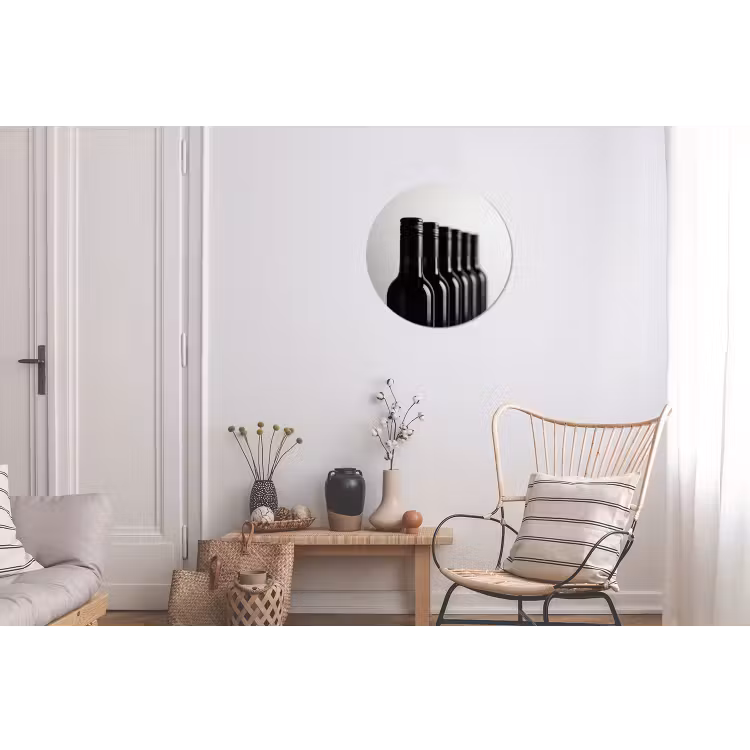 Wijnflessen - Zwart - Minimalistisch Wandcirkel aluminium klein -woonkamer