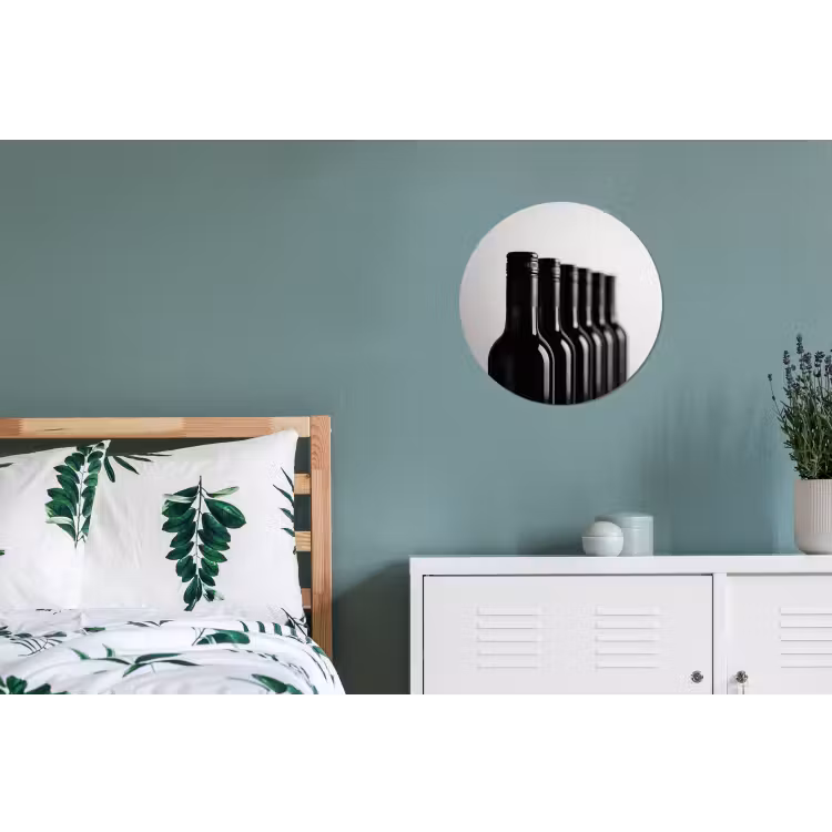 Wijnflessen - Zwart - Minimalistisch Wandcirkel aluminium klein -slaapkamer