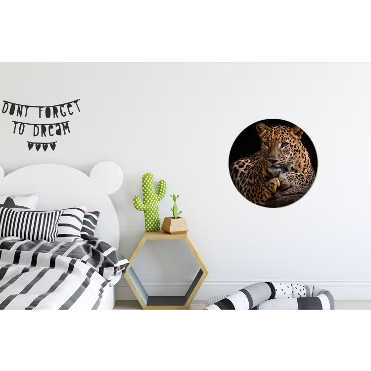 Wilde dieren - Panter - Portret - Zwart - Dieren Wandcirkel aluminium klein -kinderkamer