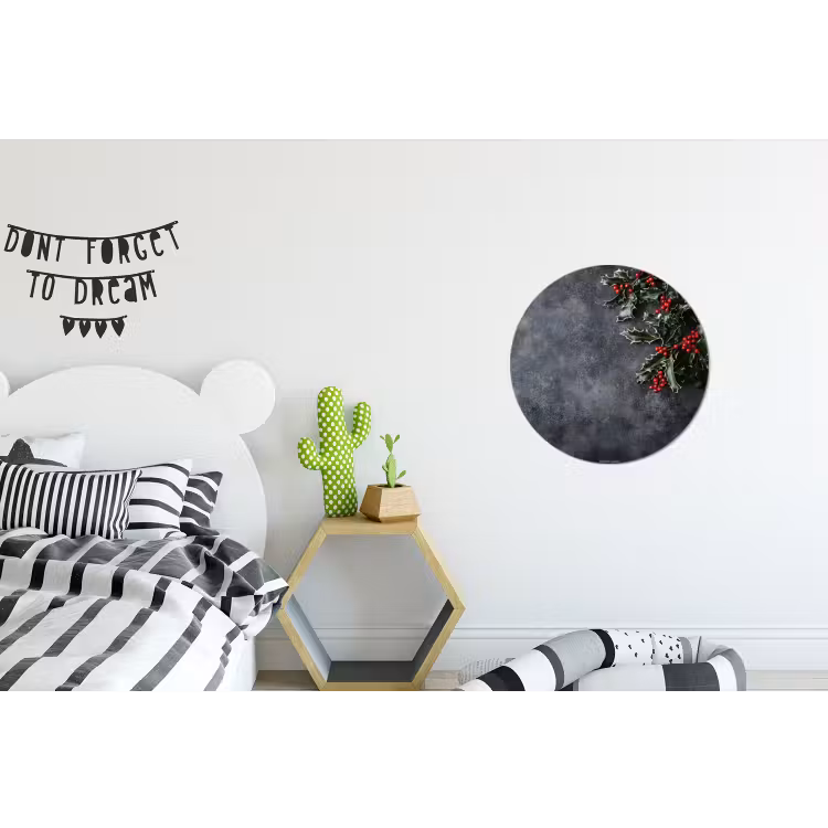 Winter - Hulst - Kerst - Beton Wandcirkel aluminium klein -kinderkamer
