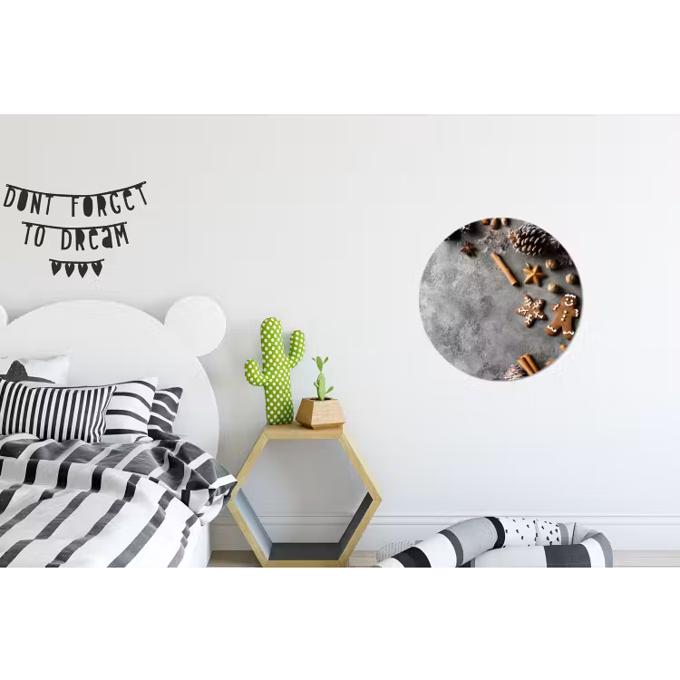 Winter - Kerst - Beton - Dennenappels Wandcirkel aluminium klein -kinderkamer
