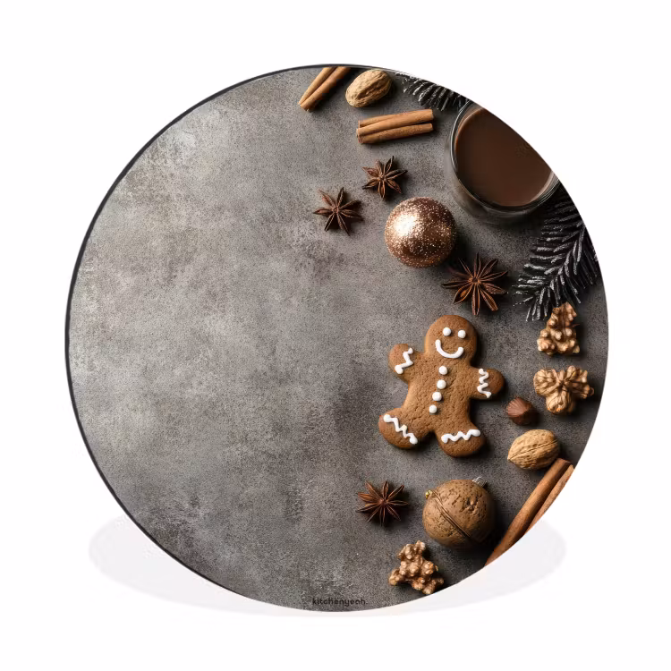 Winter - Kerst - Beton - Gingerbread man Wandcirkel aluminium klein -3d