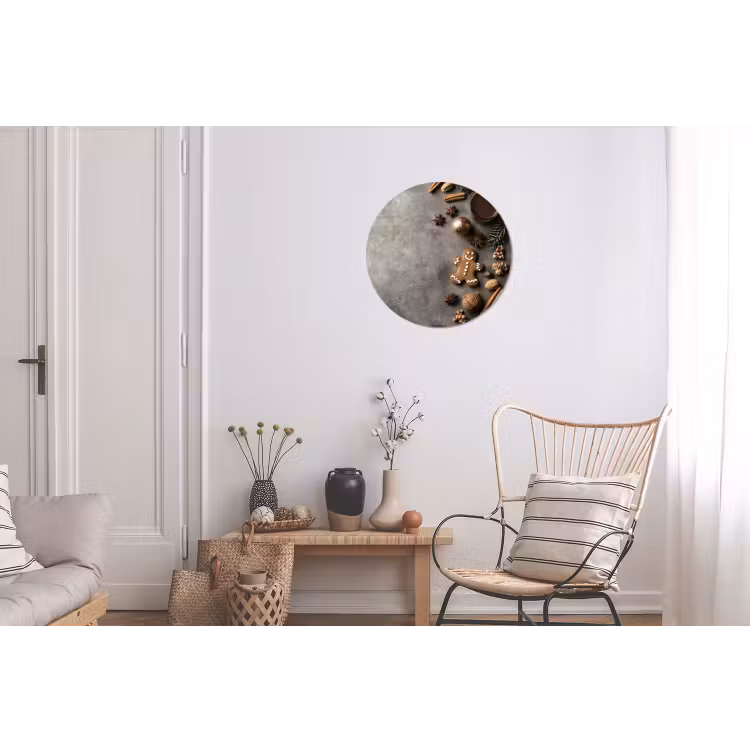 Winter - Kerst - Beton - Gingerbread man Wandcirkel aluminium klein -woonkamer
