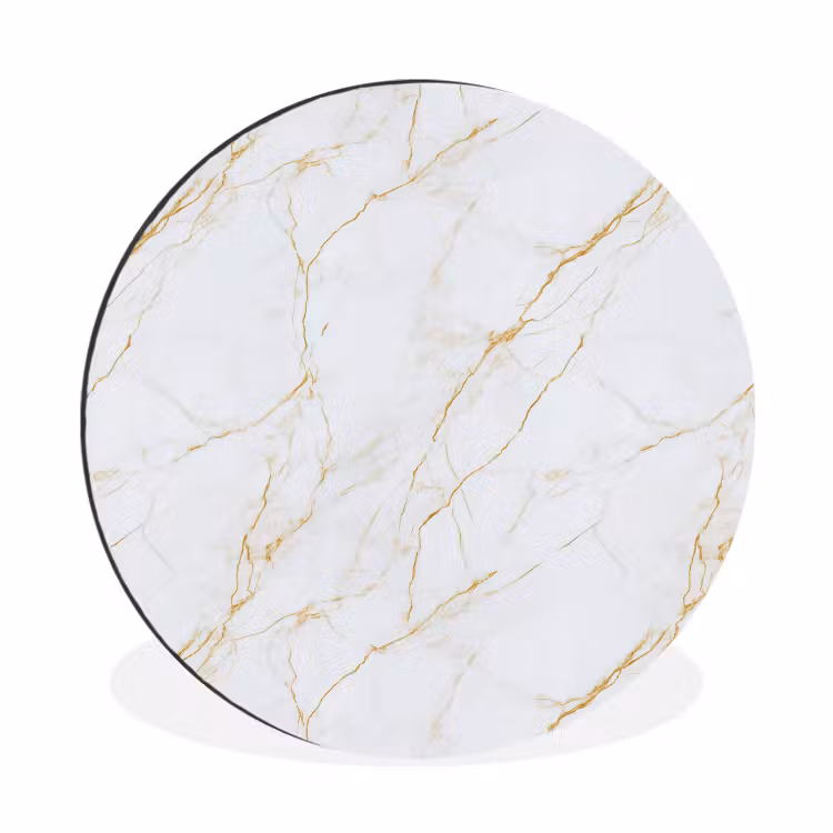 Wit - Marmer - Goud - Luxueus Wandcirkel aluminium klein 190 -3d