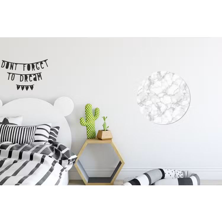 Wit - Marmer - Grijs Wandcirkel aluminium klein 190 -kinderkamer