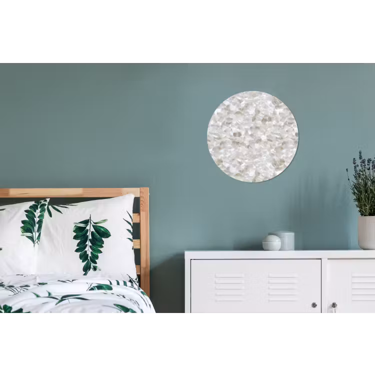 Wit - Penseelstreken - Reliëfeffect Wandcirkel aluminium klein 190 -slaapkamer