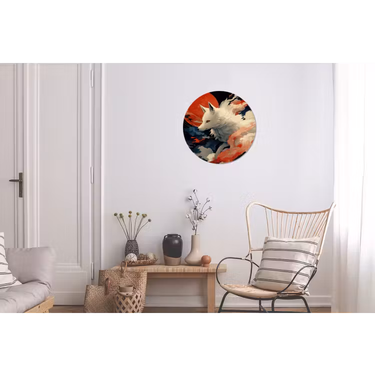 Witte vos - wolken - maan Wandcirkel aluminium klein -woonkamer