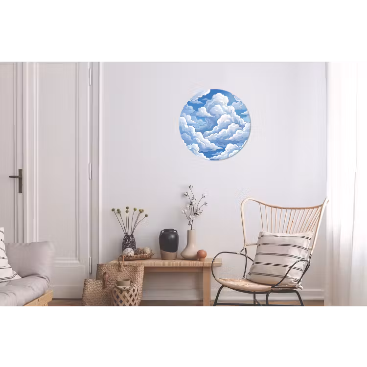 Wolken - Hemel - Abstract - Wit Wandcirkel aluminium klein -woonkamer