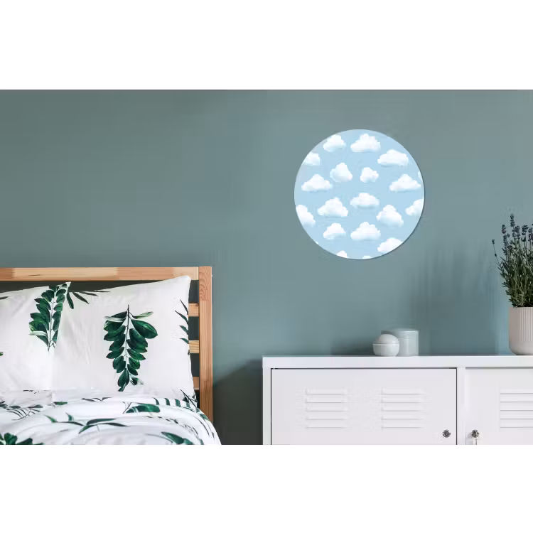 Wolken - Illustratie - Blauw Wandcirkel aluminium klein 190 -slaapkamer