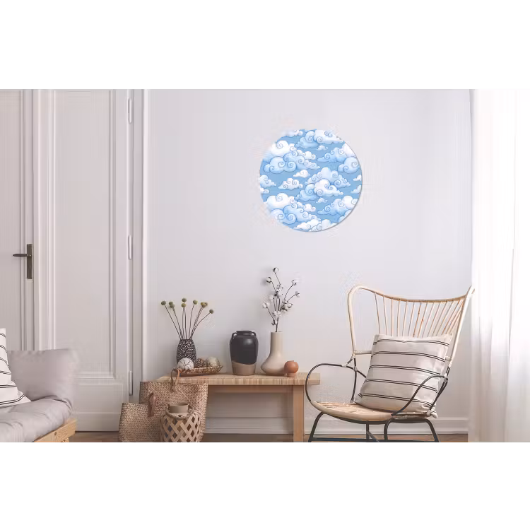 Wolken - Patroon - Hemel - Illustratie - Wit Wandcirkel aluminium klein -woonkamer