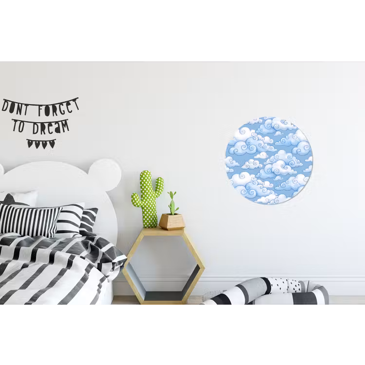 Wolken - Patroon - Hemel - Illustratie - Wit Wandcirkel aluminium klein -kinderkamer